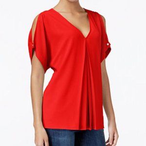 MICHAEL Michael KORS PLEATED COLD-SHOULDER TOP